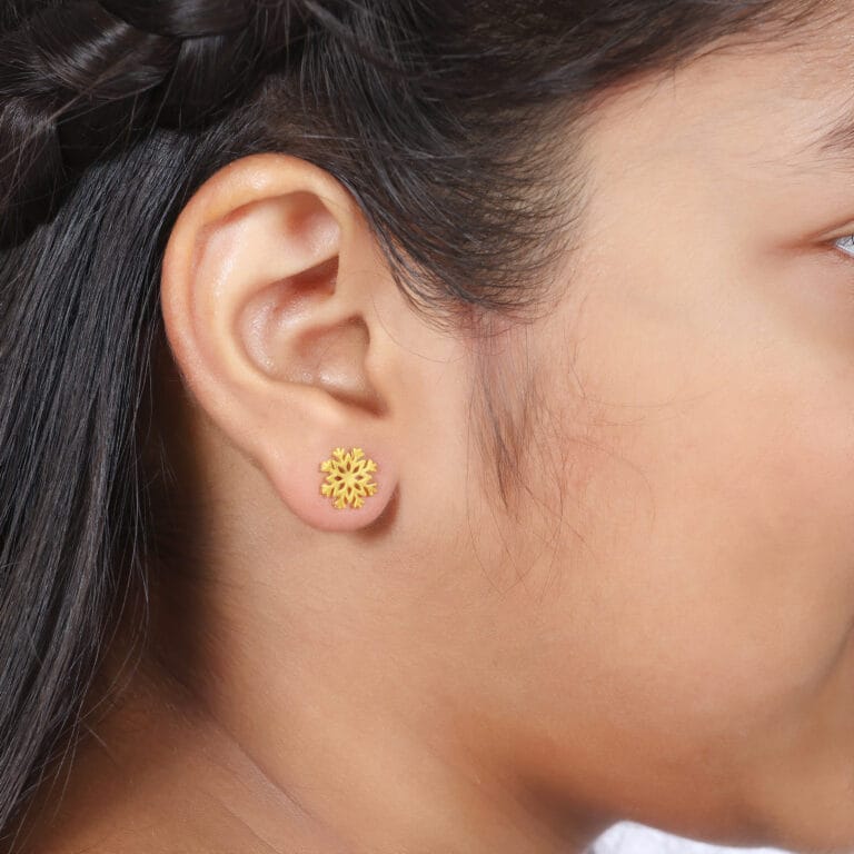 Magical Sparkling Snowflake Stud Earrings || Gold & Silver - Image 4