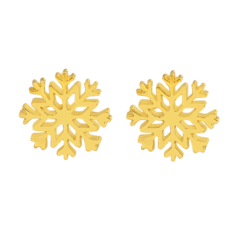 Magical Sparkling Snowflake Stud Earrings || Gold & Silver - Image 2