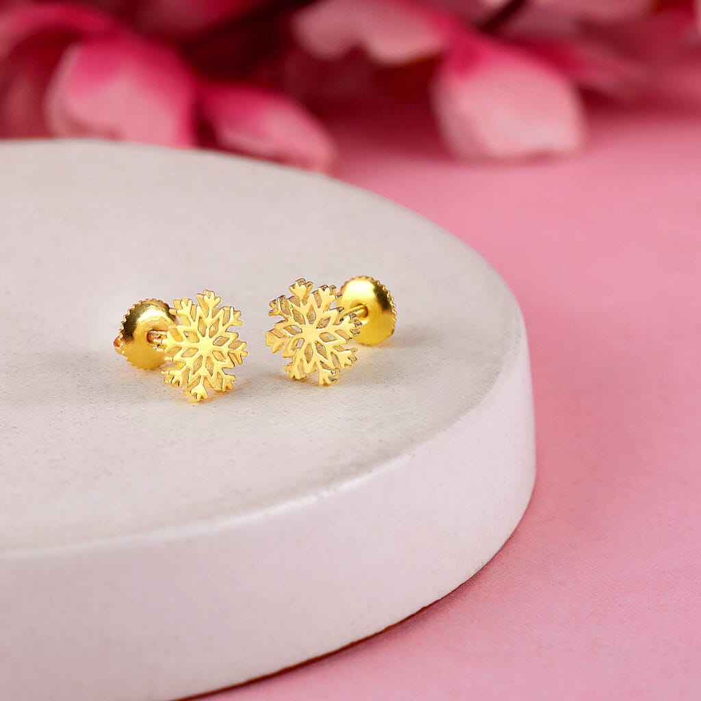 Magical Sparkling Snowflake Stud Earrings || Gold & Silver