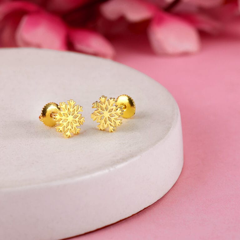 Magical Sparkling Snowflake Stud Earrings || Gold & Silver