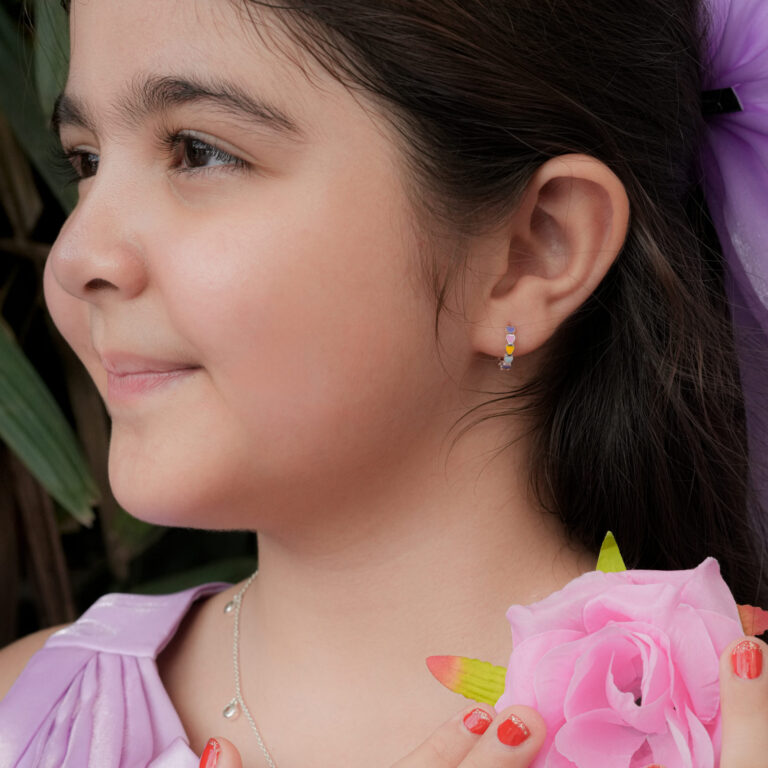 Rainbow Heart Girls Hoop Earrings - Image 3