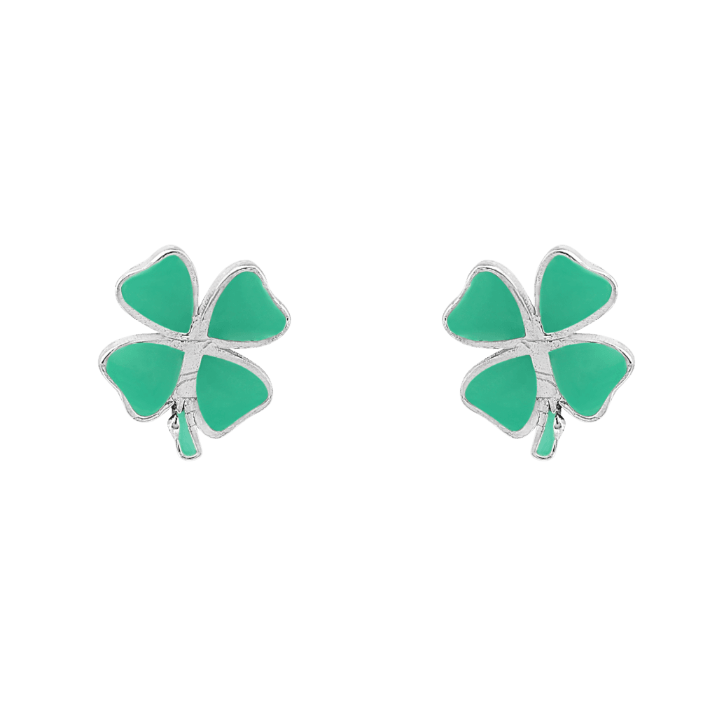 Aquamarine Heart-Petal Flower Kids Earrings - Image 2