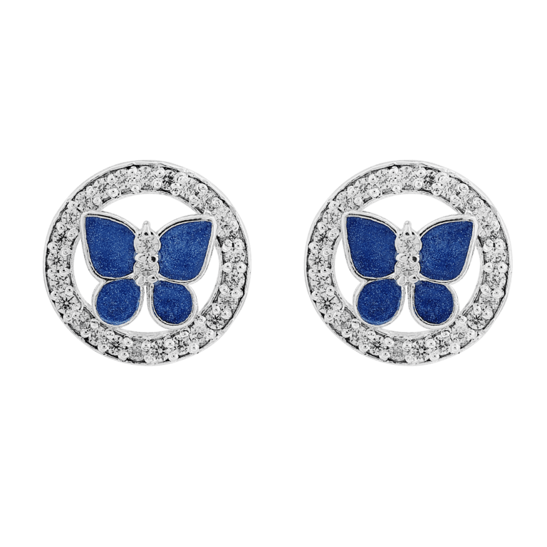 Starry Butterfly Earring In a Jewelled Ring || Blue Color - Image 2