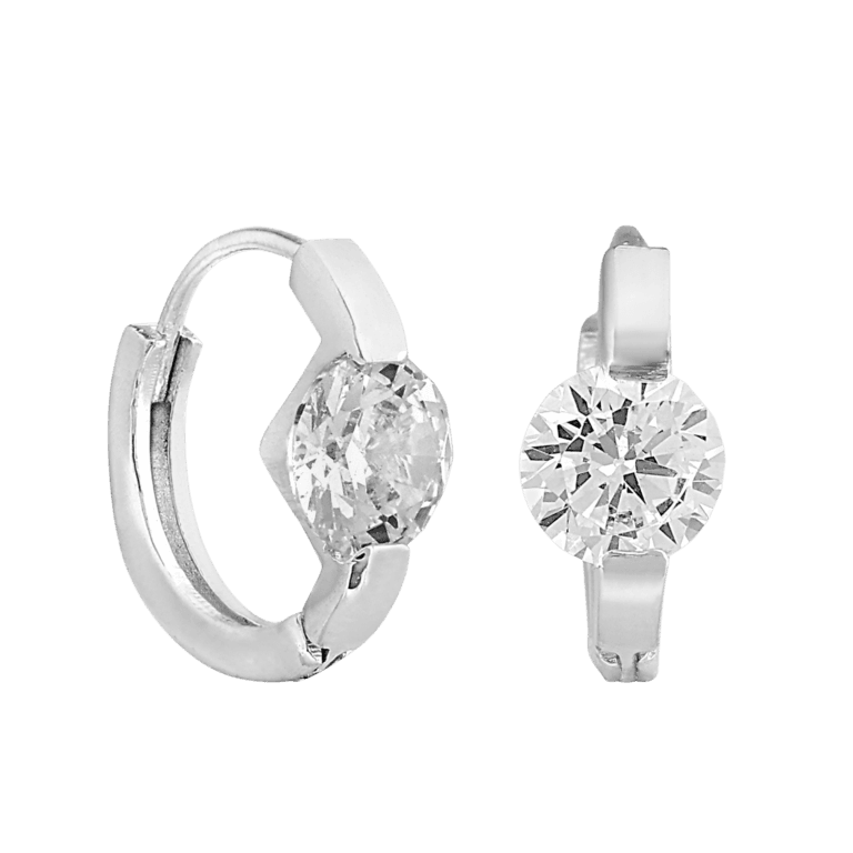 Sparkling CZ Hoop Earrings - Image 2