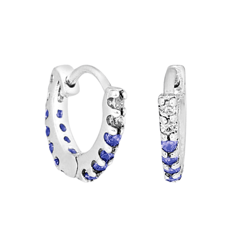 Sparkling Blue CZ Hoops Earrings - Image 2
