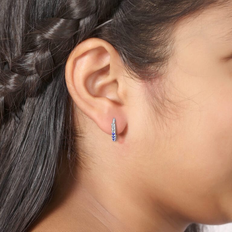Sparkling Blue CZ Hoops Earrings - Image 3