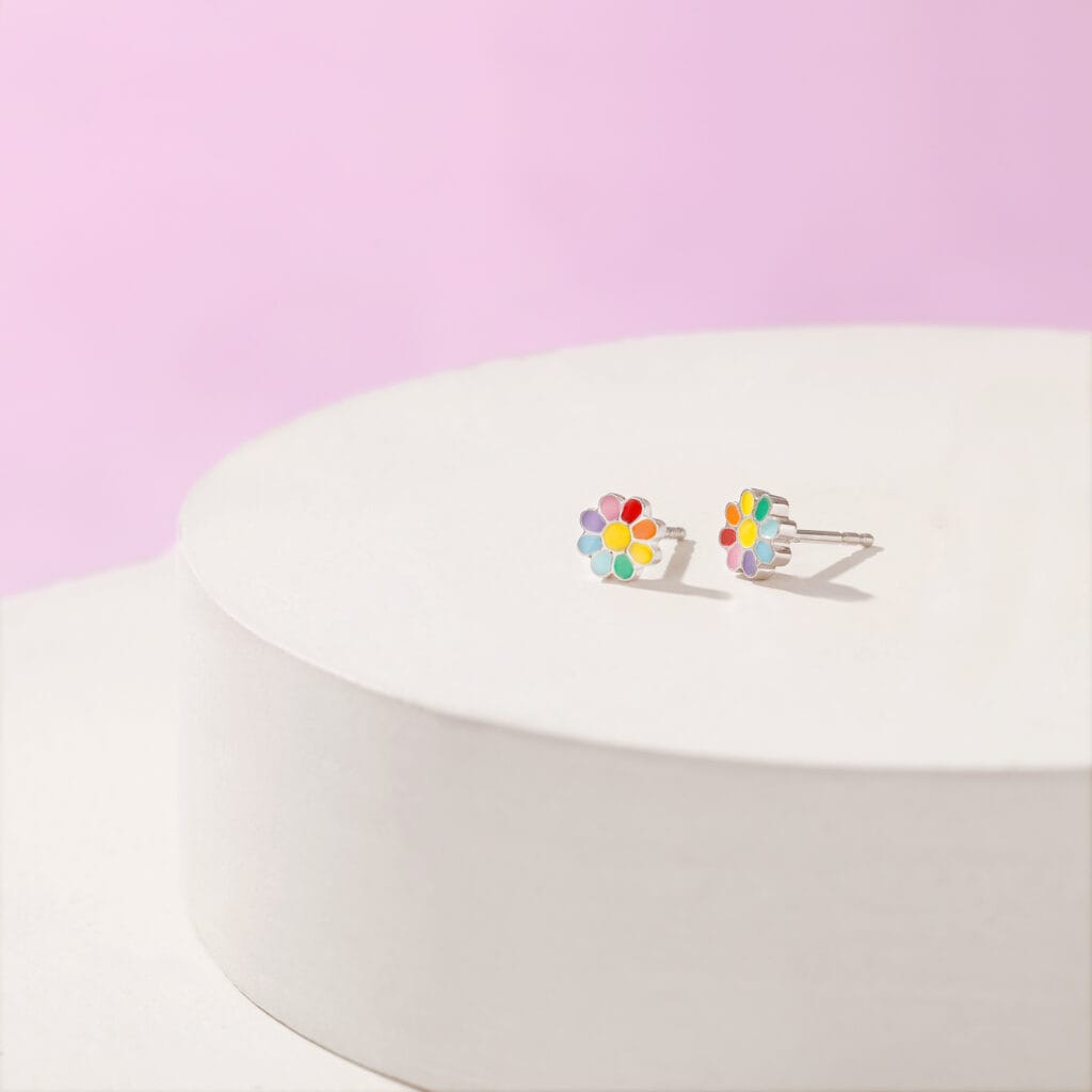 Rainbow Daisy Kids Earrings