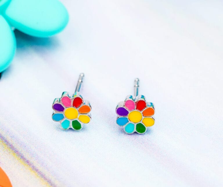 Rainbow Daisy Kids Earrings - Image 4