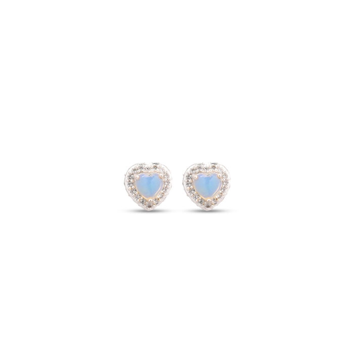 Opal CZ Heart Girl's Earrings - Image 2