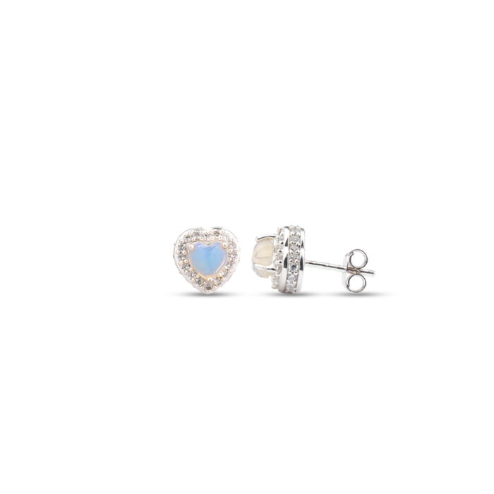 Opal CZ Heart Girl's Earrings - Image 3
