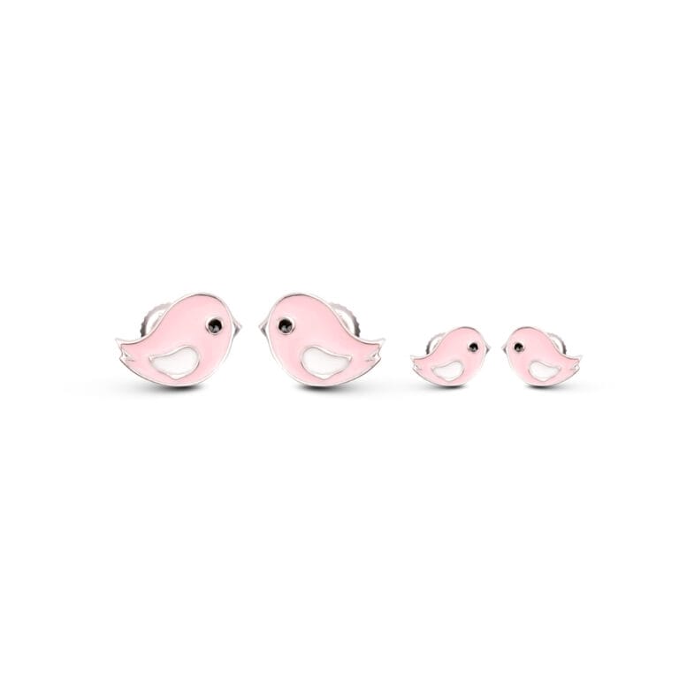 Cute Pink Bird Kids Earrings - Image 5
