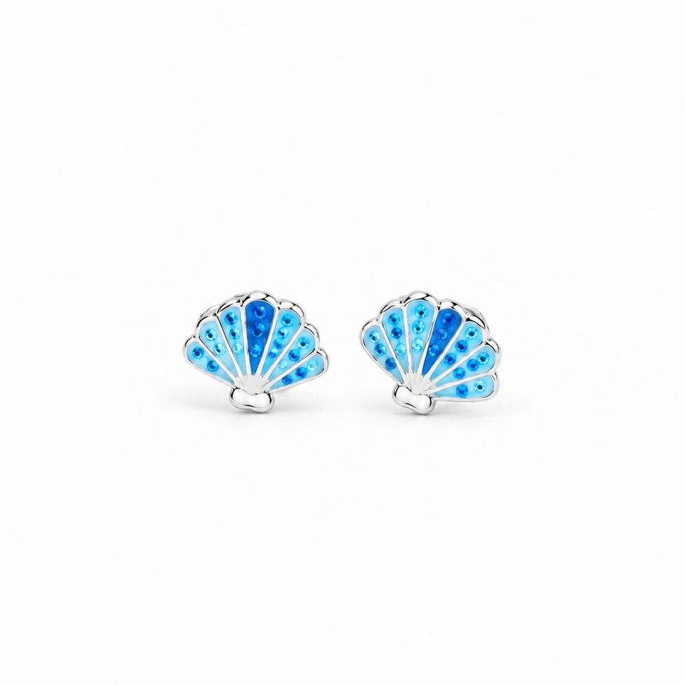 Glitter Shell Earrings in Blue