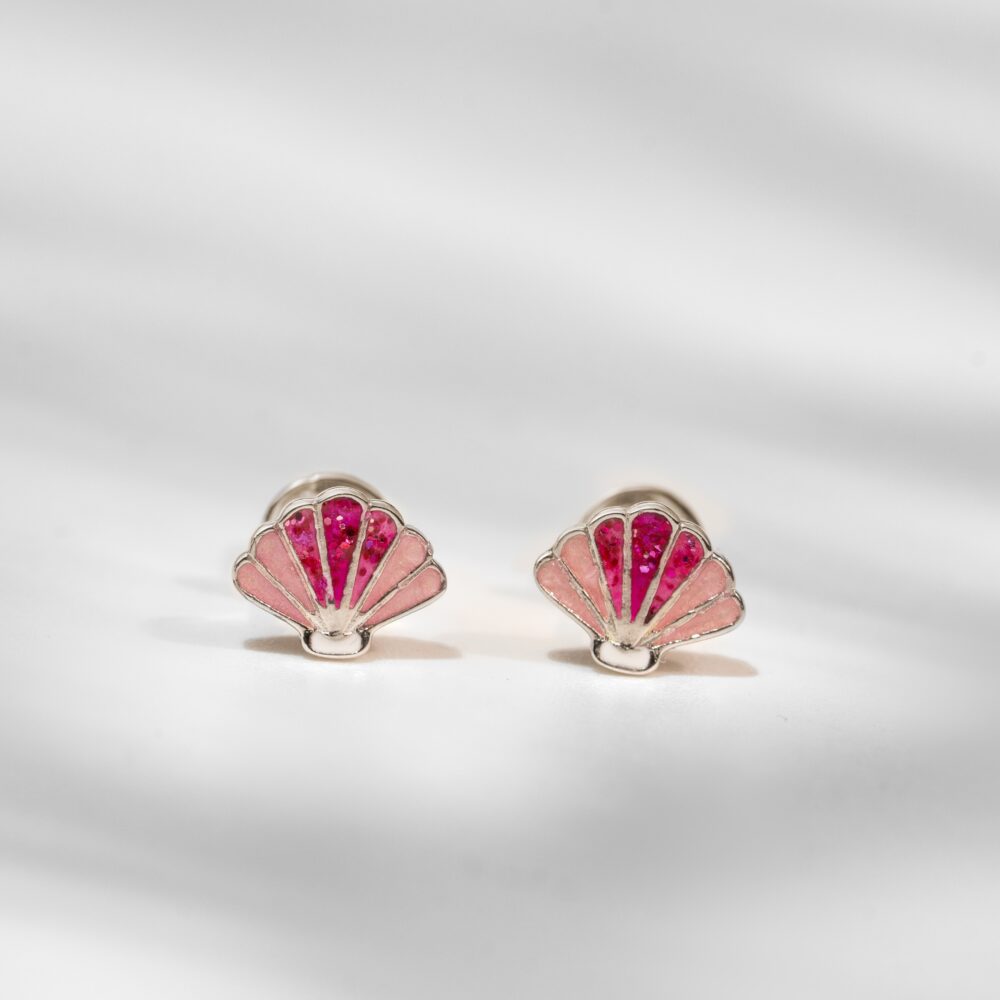 Glitter Shell Earrings in Pink