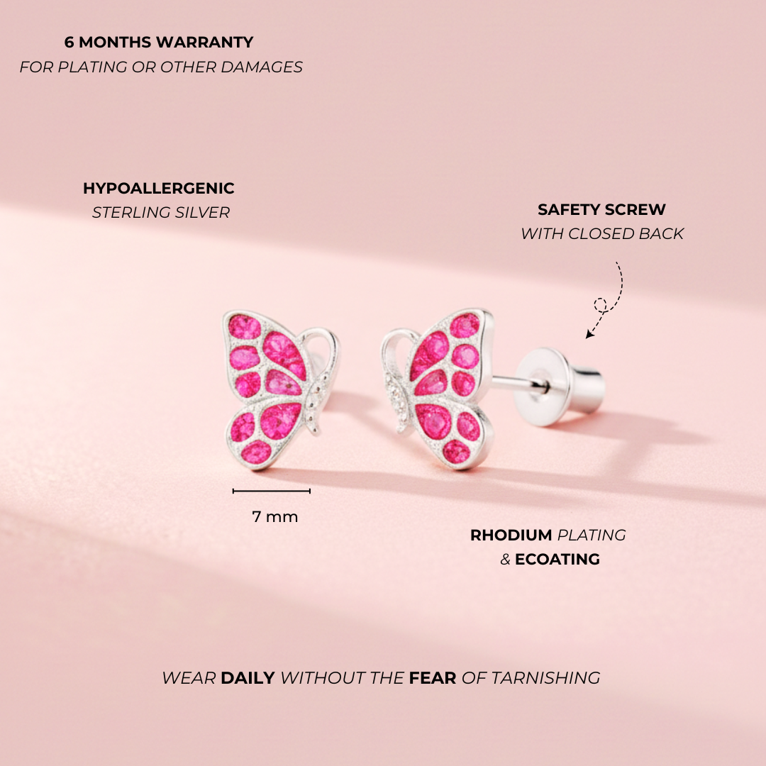 Glitter Pink Split Butterfly Earring - Image 5