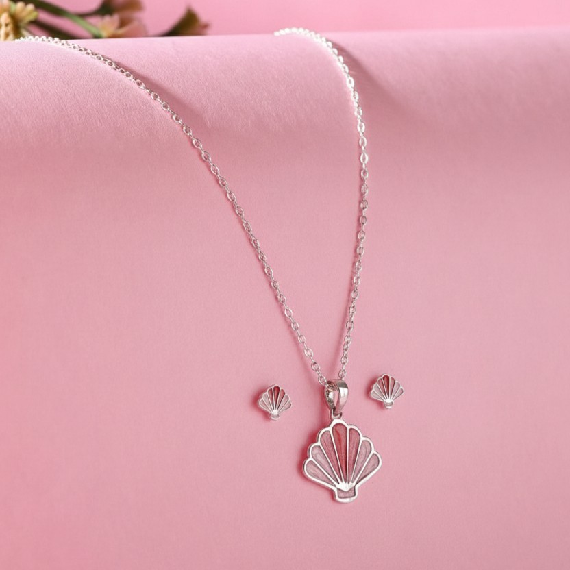 Glitter Sea Shell Jewellery set in Pink