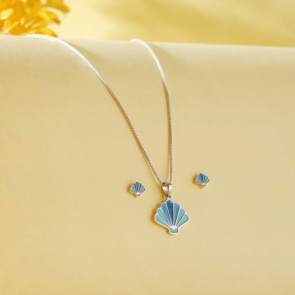 Glitter Sea Shell Jewellery set in Blue