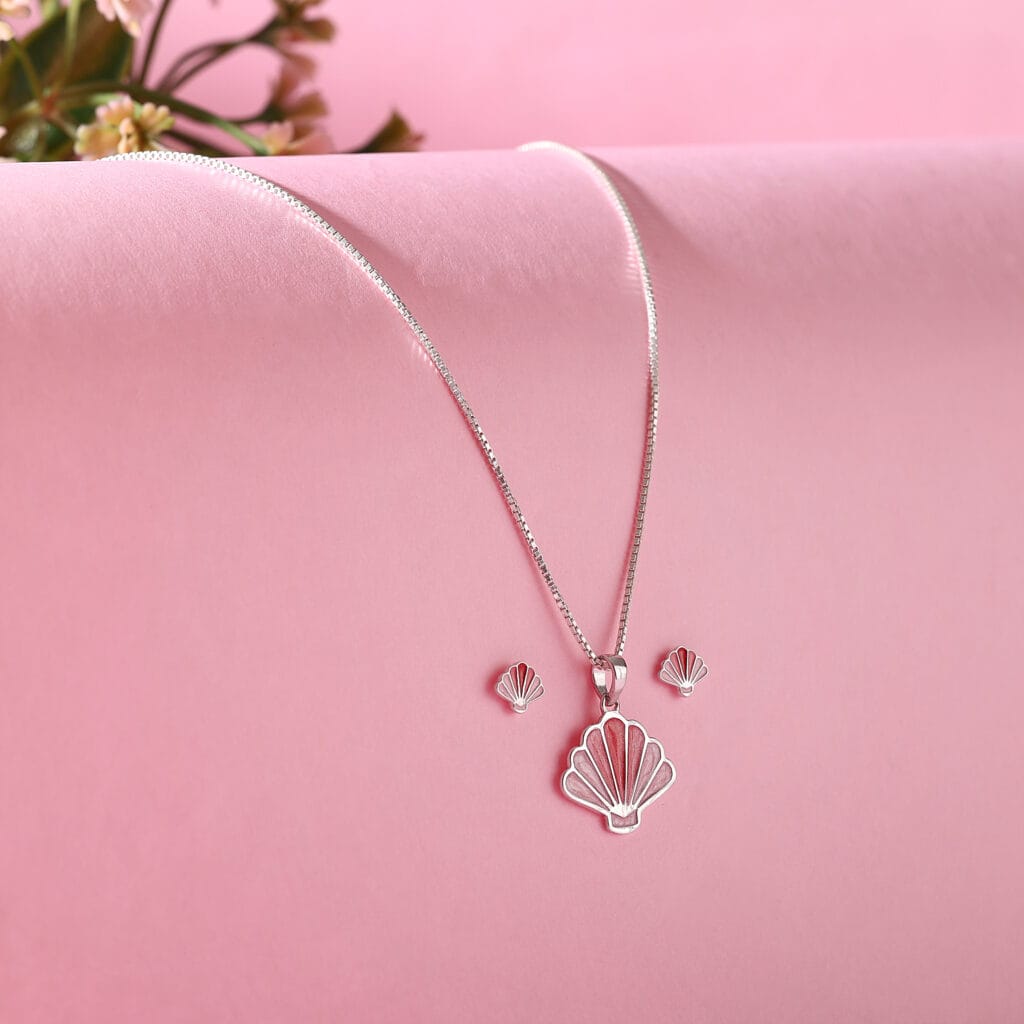 Glitter Sea Shell Jewellery set in Pink
