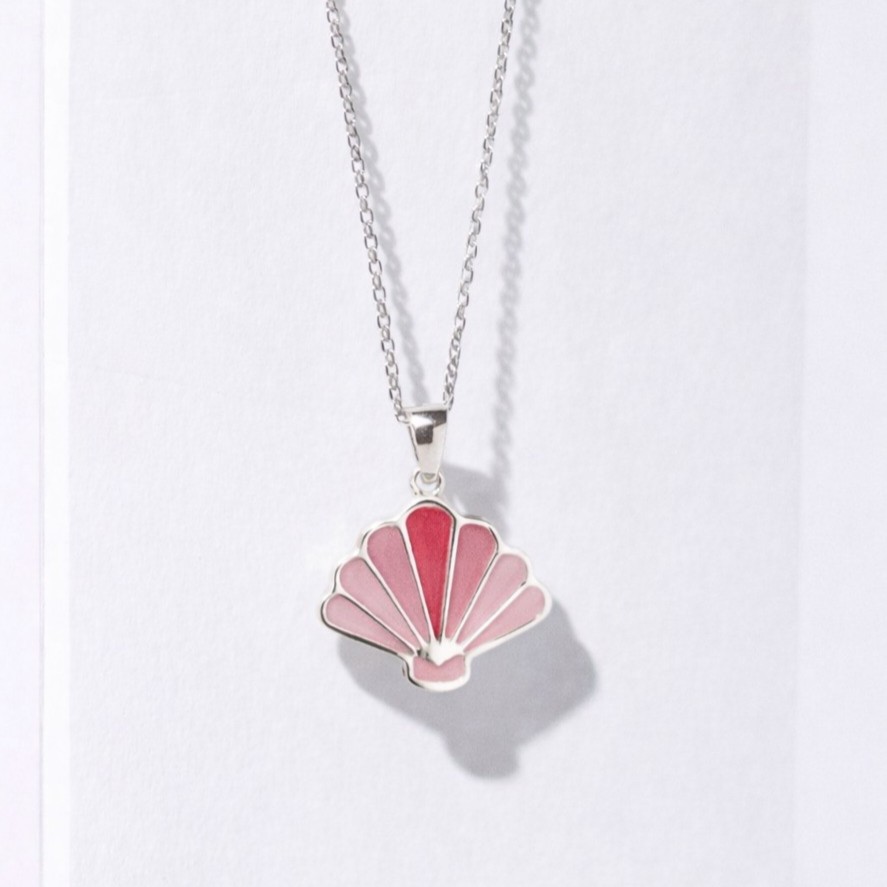 Glitter Sea Shell Pendant in Pink