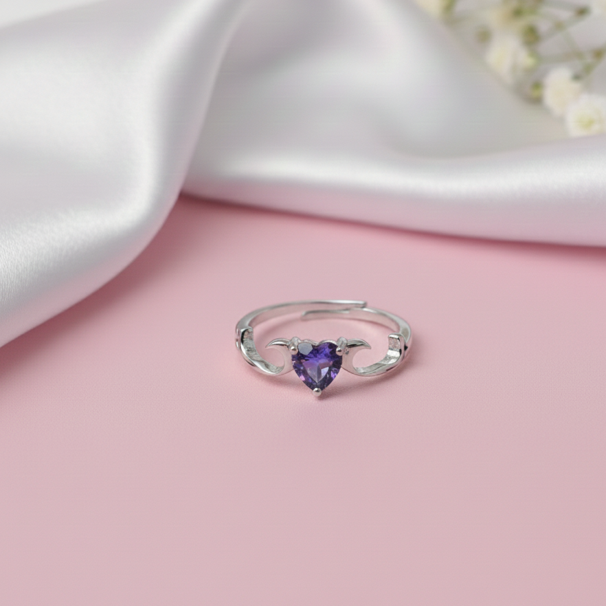 Blue Heart CZ Ring