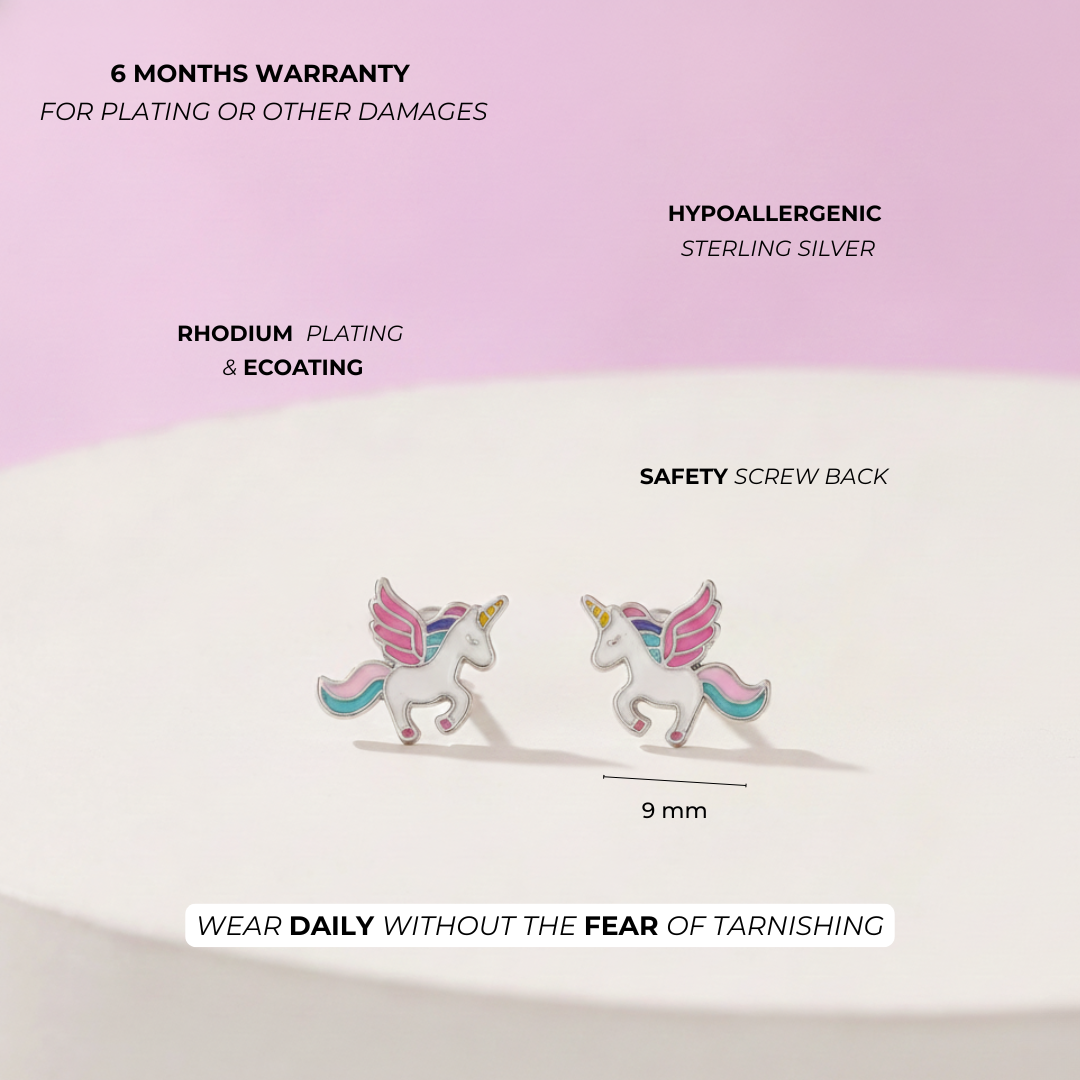 Unicorn in flight Kids Earrings - Image 6