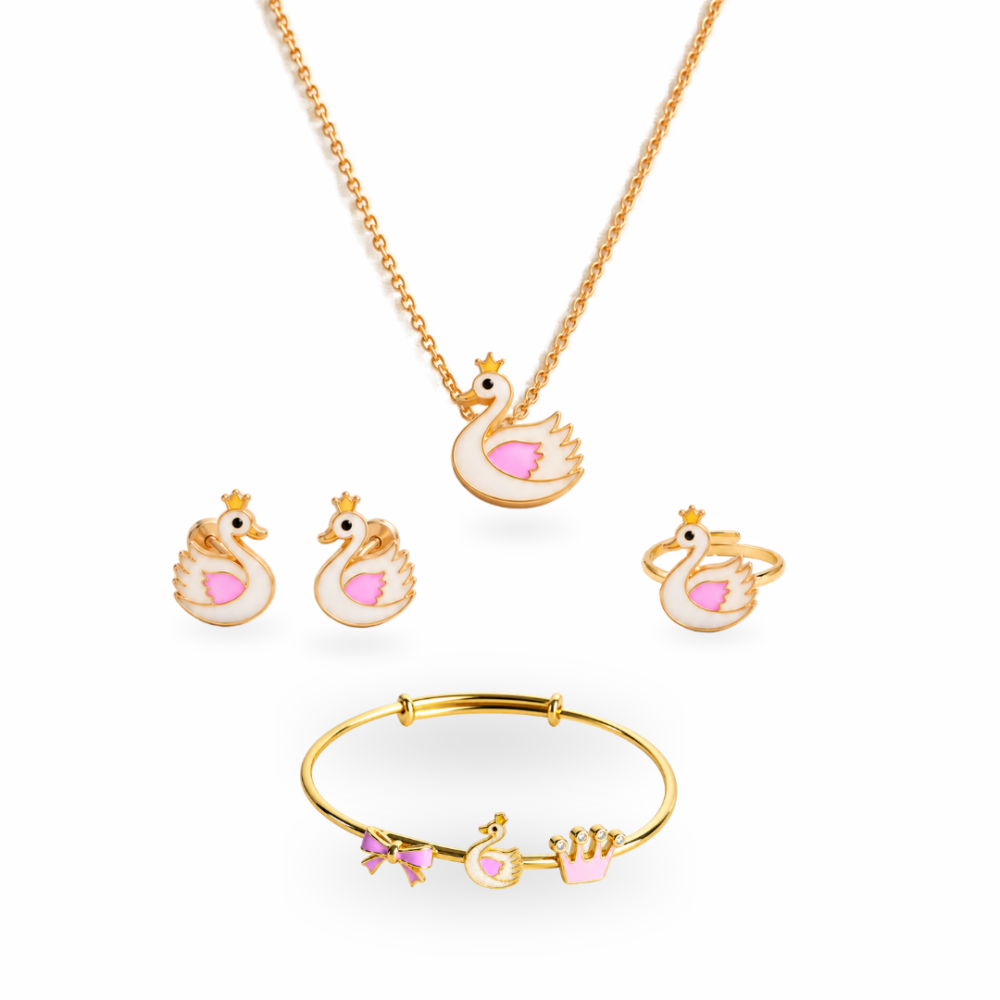 Swan Glow in the dark Screw Back Earring,Pendant,Bangle,Ring,Link Chain 16"