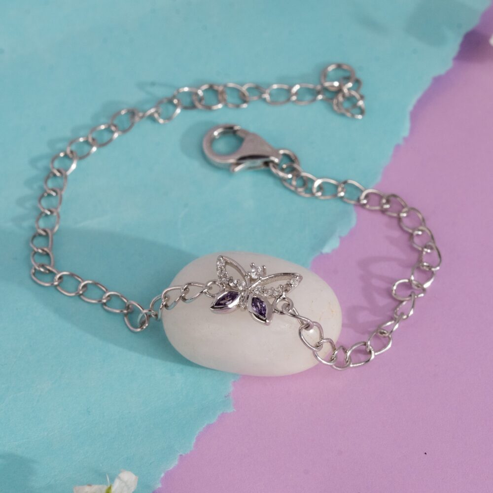 Butterfly With Purple Stone Bracelet