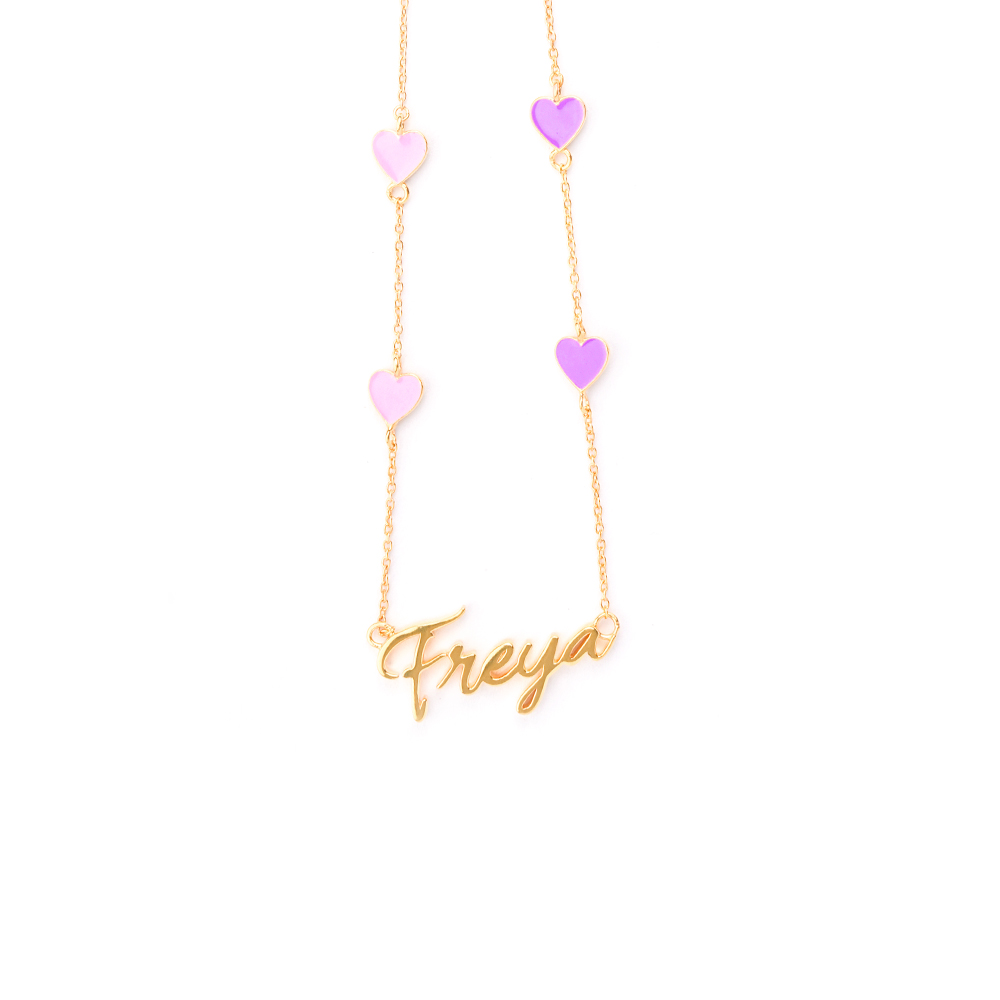 Customizable Name with Hearts Chain