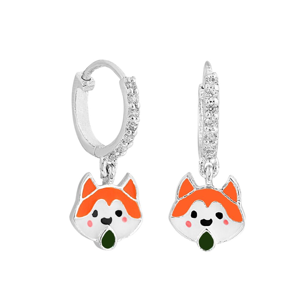 Sparkly Red Panda Dangle Girls Hoops Earrings - Image 2