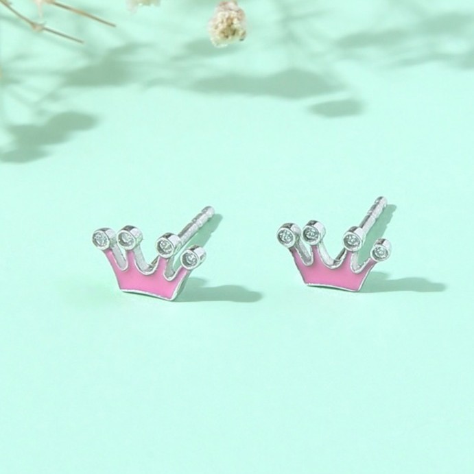 Little Princess Crown Earrings - Pink Color