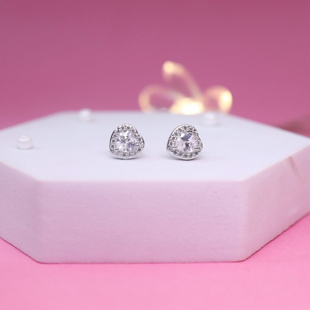 Sparkle Heart Stud Earrings for Girls & Teens