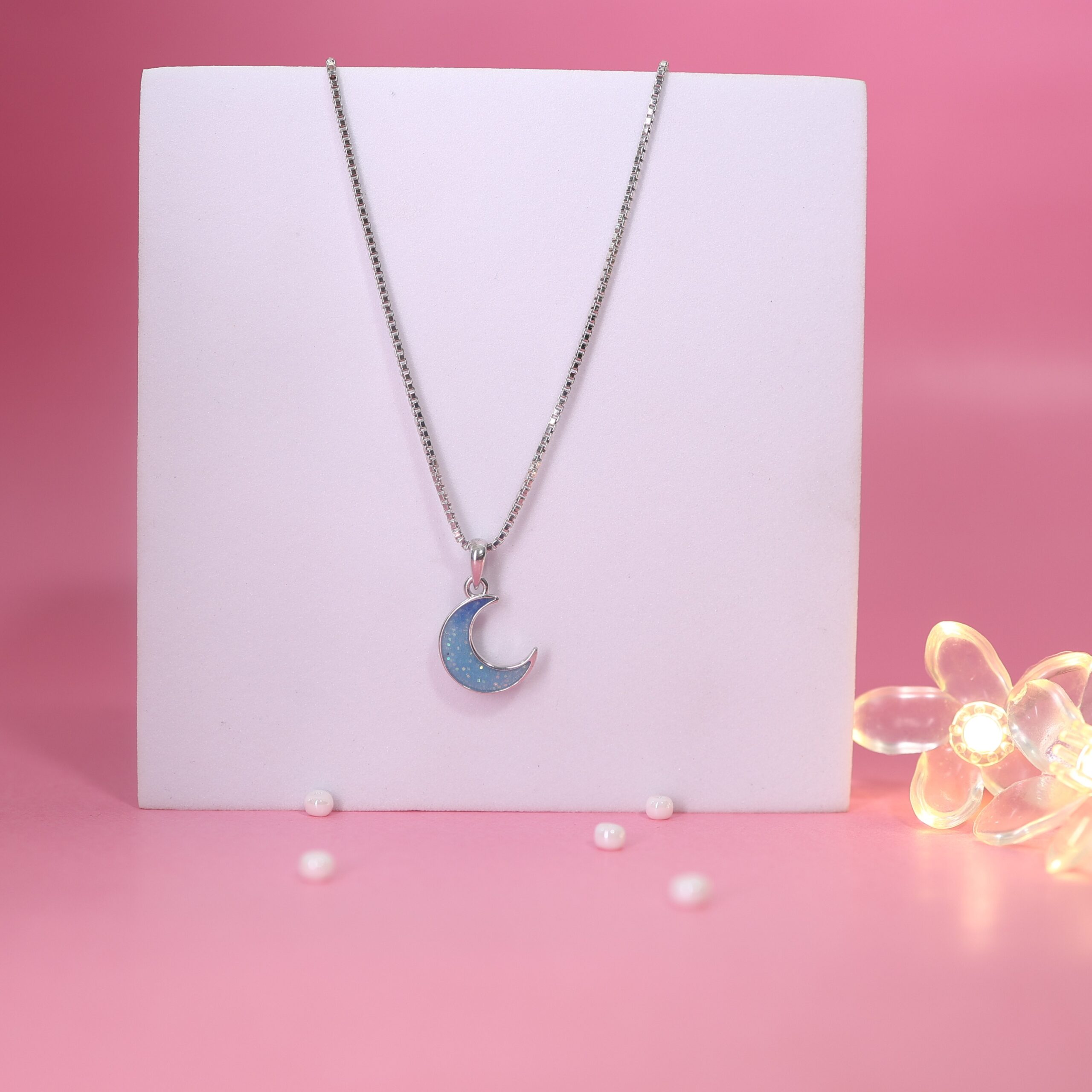 Sparkling Crescent Moon Kids Pendant