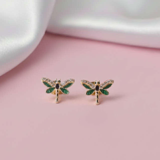 Dragonfly Sparkle Kids Silver Earrings