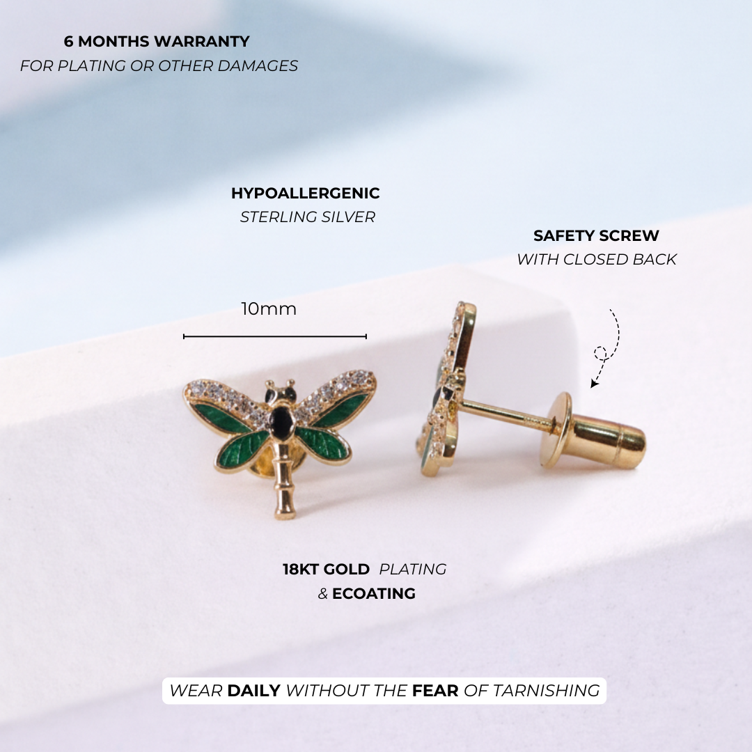 Dragonfly Sparkle Kids Silver Earrings - Image 5