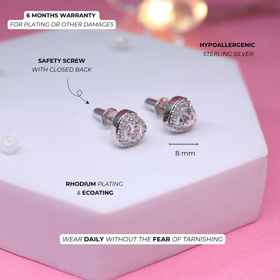 Sparkle Heart Stud Earrings for Girls & Teens - Image 4