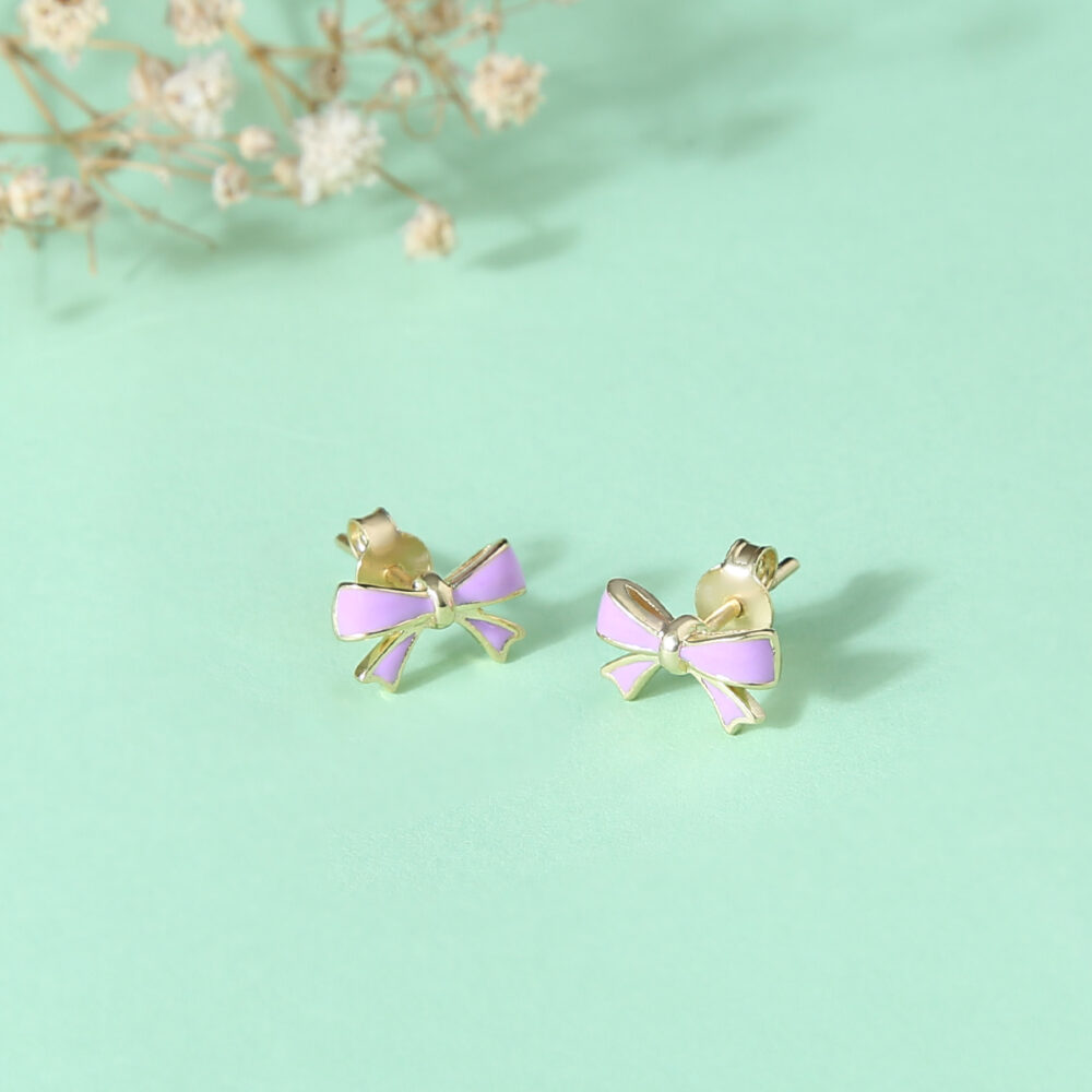 Lilac Bow Studs earrings for Girls