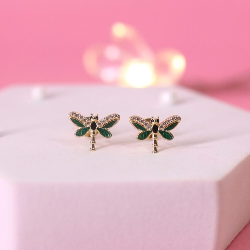 Dragonfly Sparkle Kids Silver Earrings