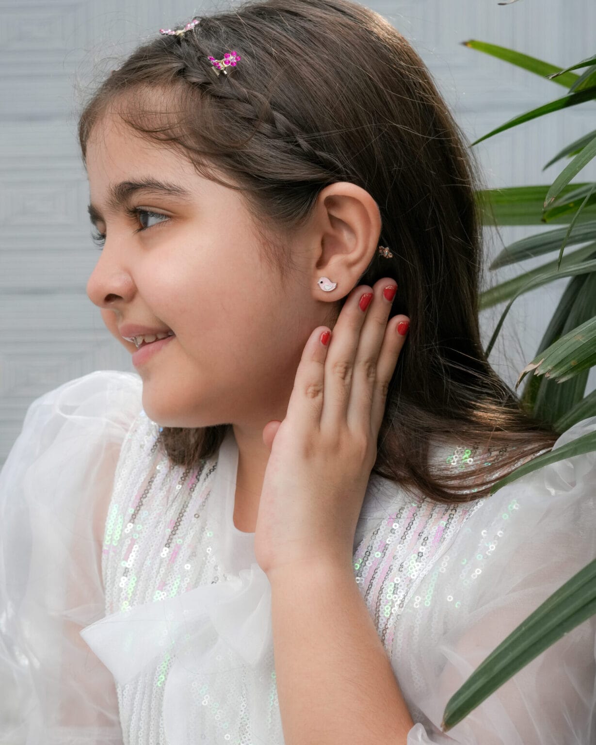 Cute Pink Bird Kids Earrings - Image 2