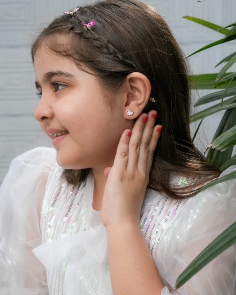 Cute Pink Bird Kids Earrings - Image 2