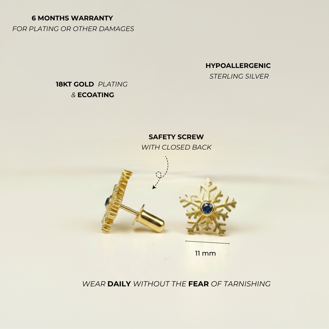 Dazzling Snowflake Stud Earrings - Gold Plated - Image 5