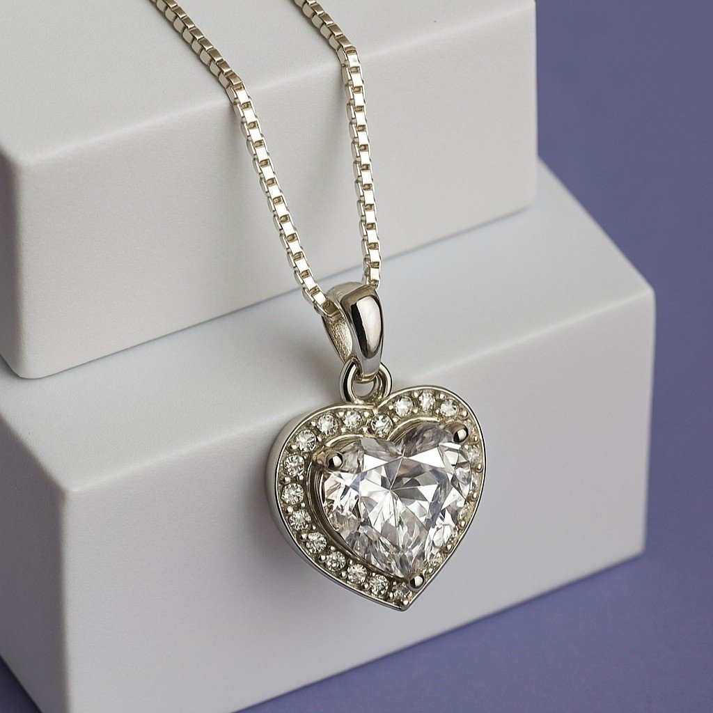 Princess CZ Heart Pendant - Image 4