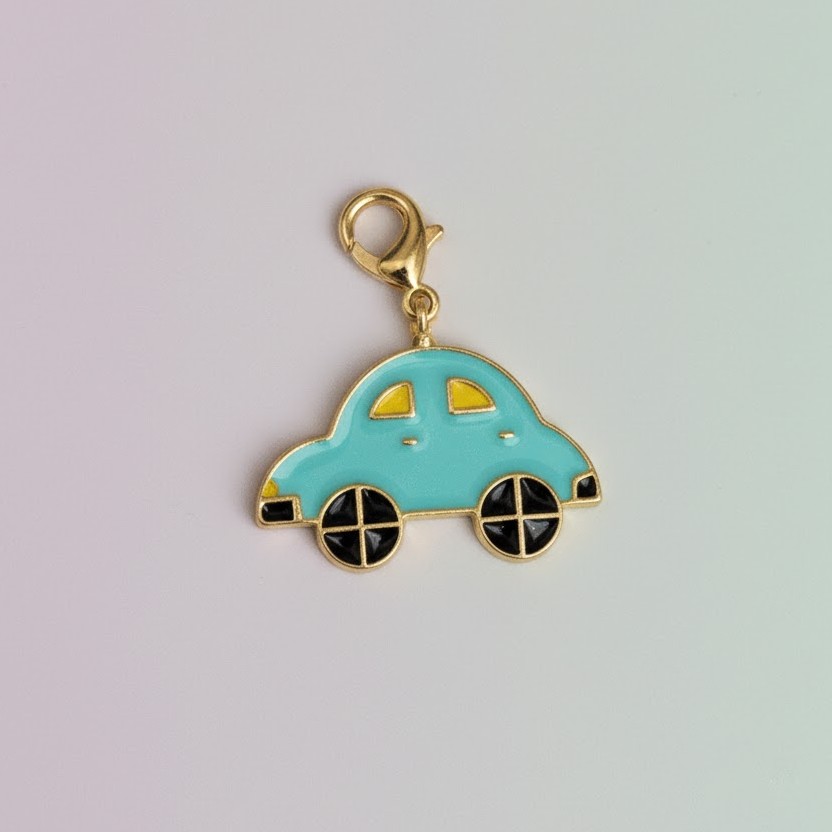 Teal Car Pure Silver Charm
