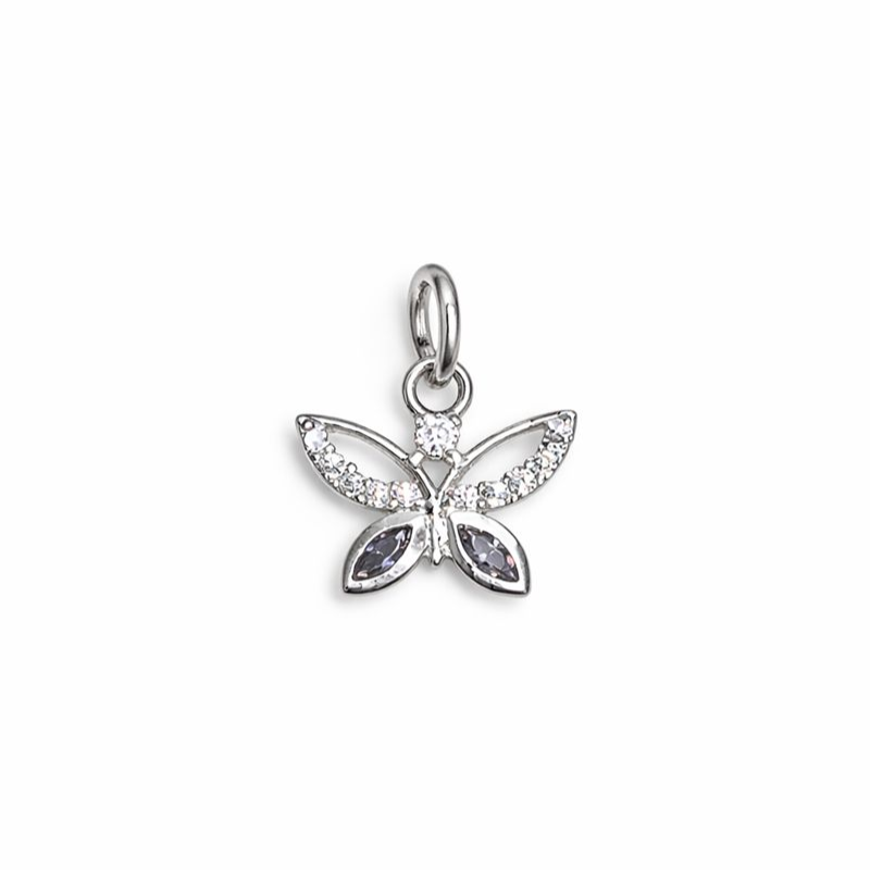Purple Butterfly Pure Silver Charm