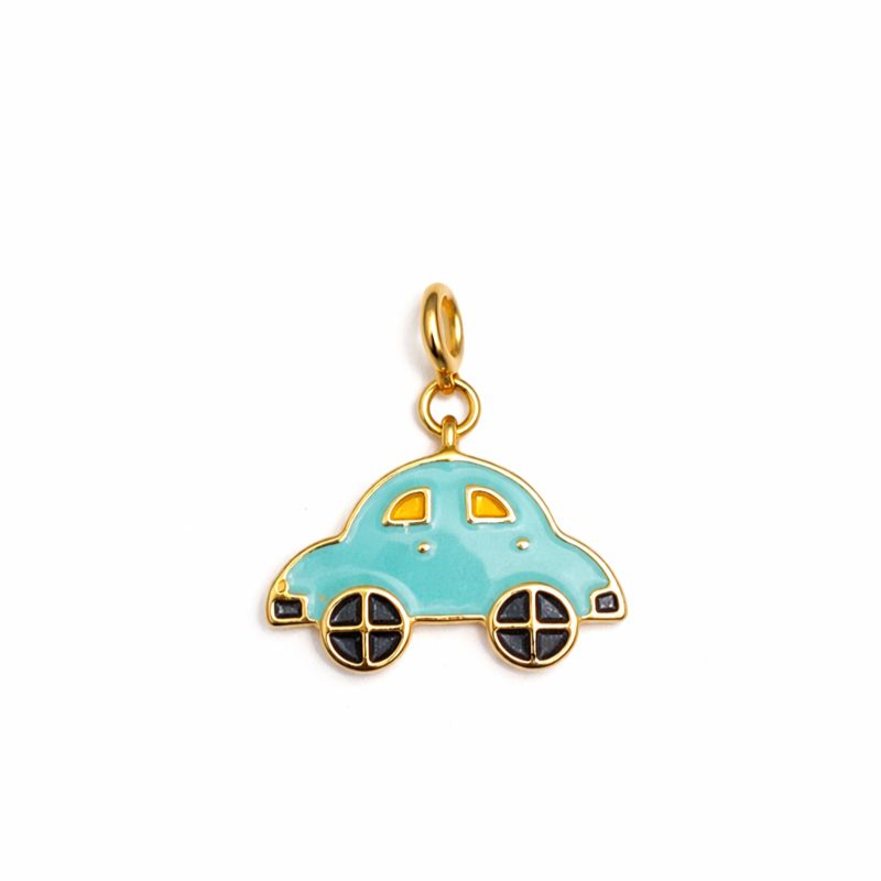 Teal Car Pure Silver Charm