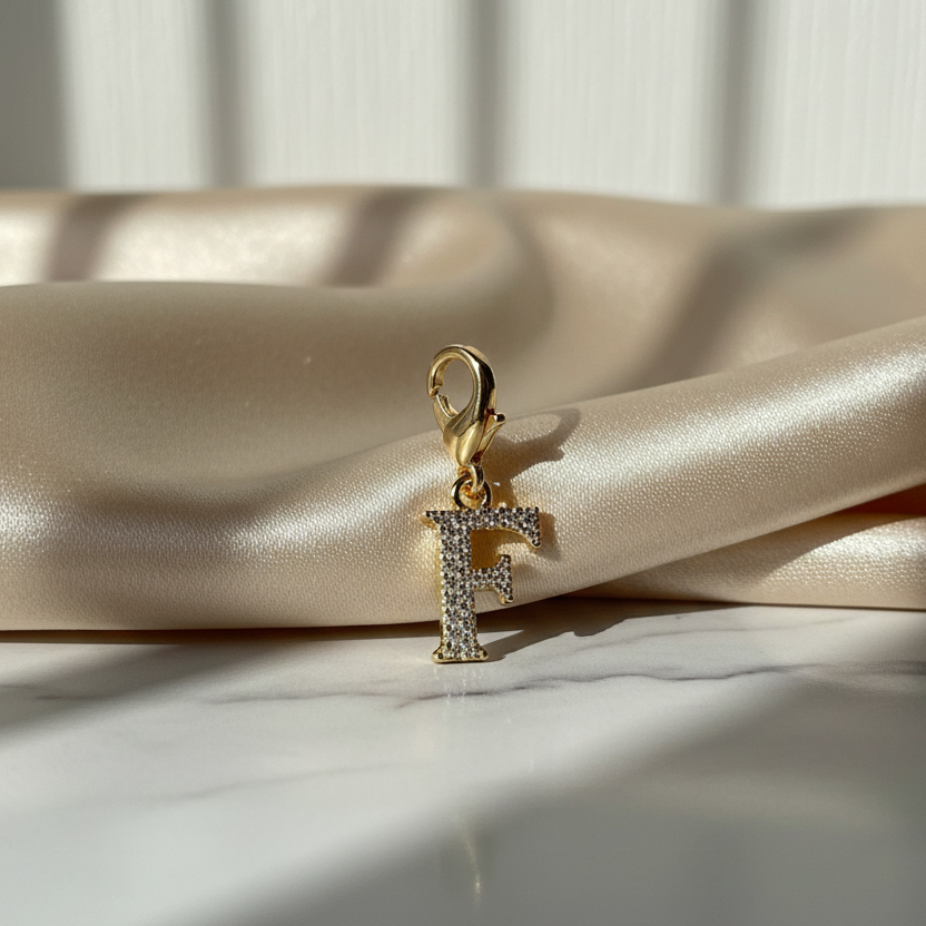 Personalized Sparkle 'F' Charm