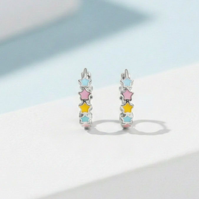 Rainbow Star Kids Hoop Earrings