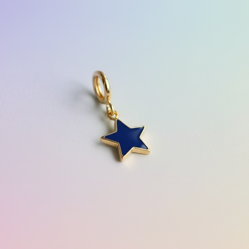 Blue Star Pure Silver Charm