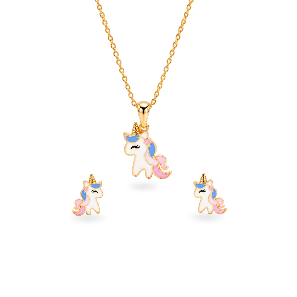 Fairy Tale Magical Unicorn  Screw Back Earring,Pendant,Link Chain 16"