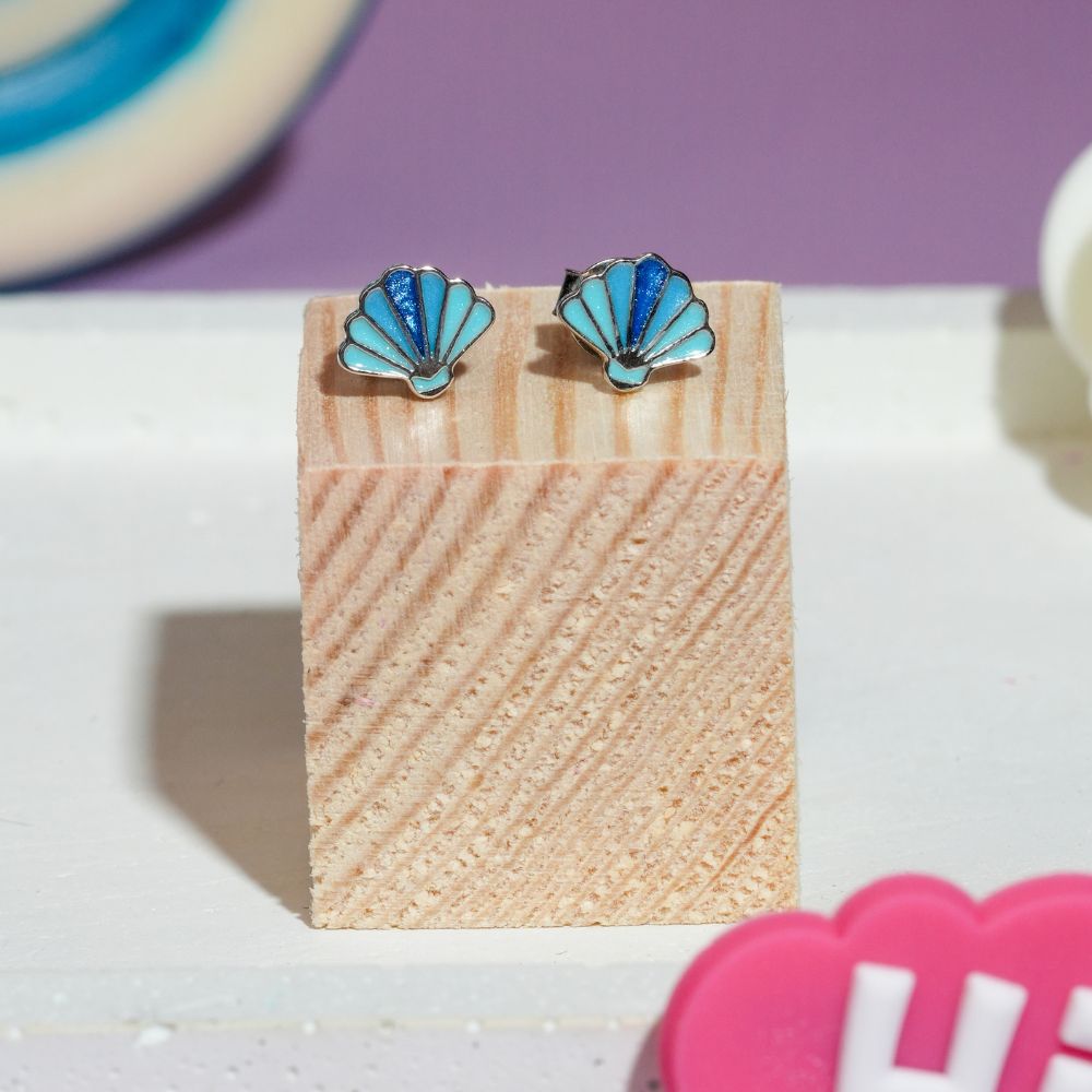 The Blue Aura Shell Studs