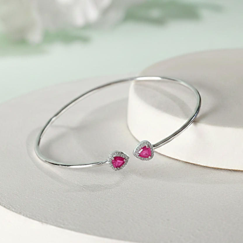 Heart to Heart Teen Bangle-Pink