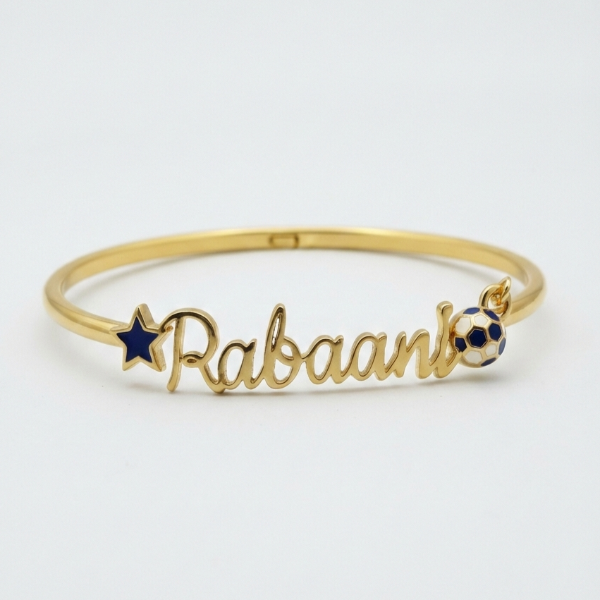 Customized Name Bangle with Star & Football